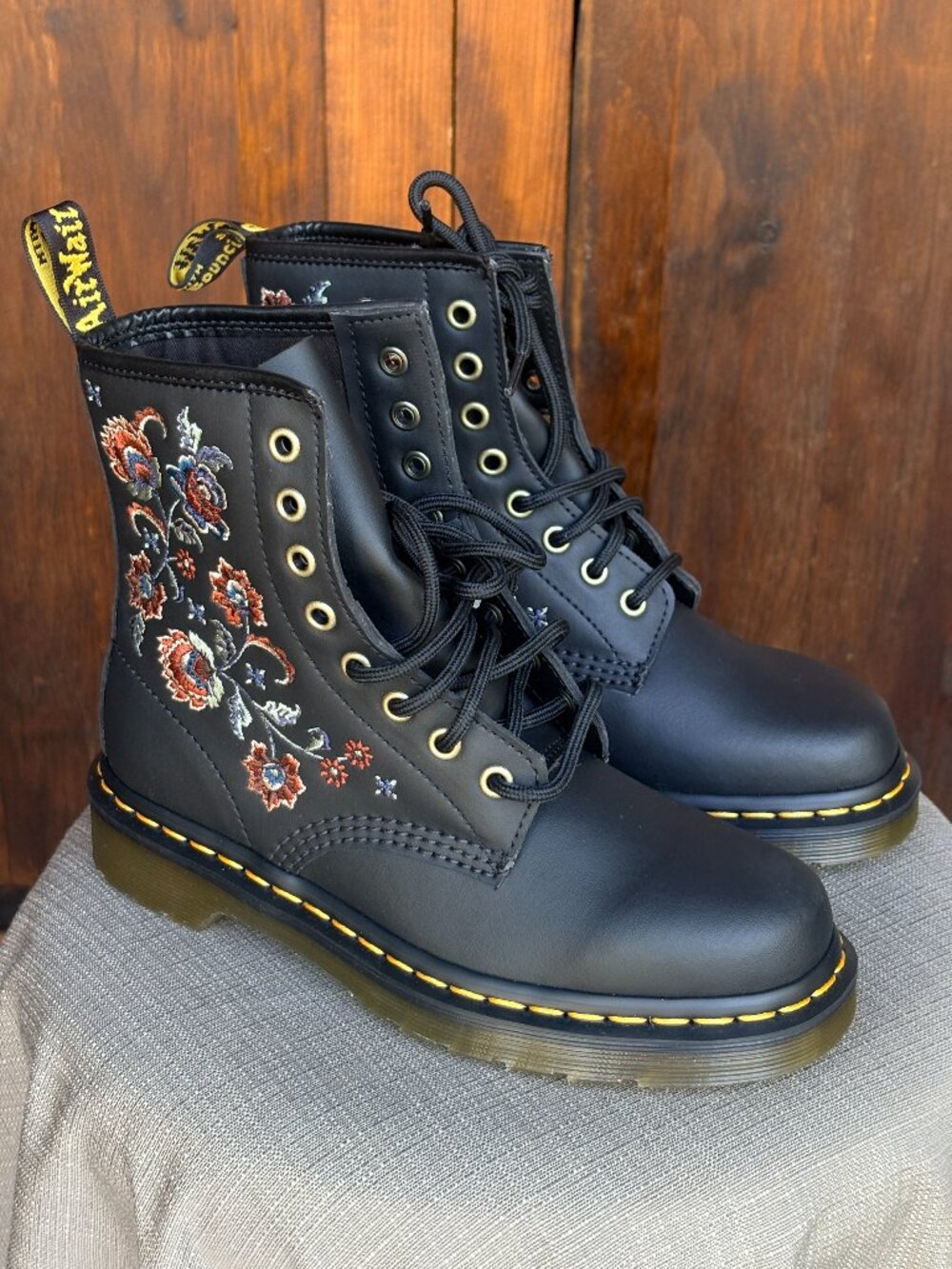 Embroidered Dr. Martens 1460 Vonda Boots Size 6